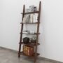 brown ladder shelf for storage and display