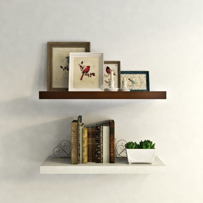 brown white wall racks set of 2 24in wall shelves