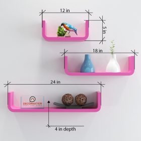 buy decornation round corner u shape wall shelves pink