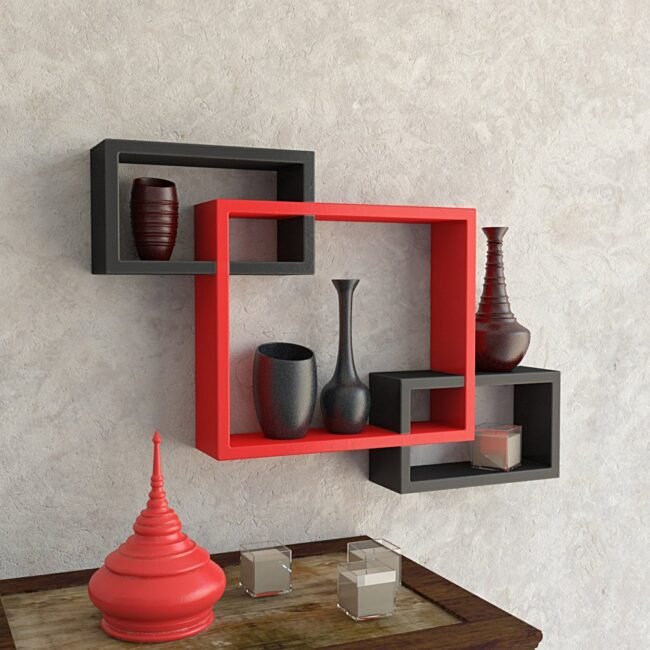 buy intersecting wall shelf brackets black and red