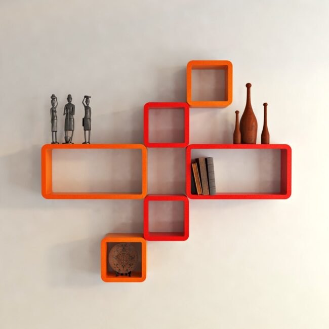 buy wall shelf unit online india orange red