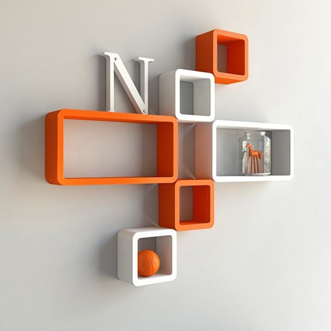 buy wall shelves online india orange white