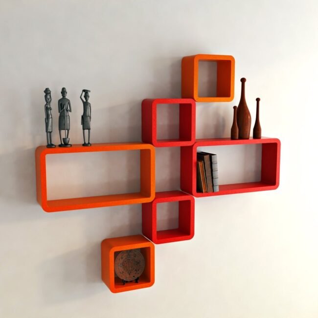 buy wall shelves online orange red