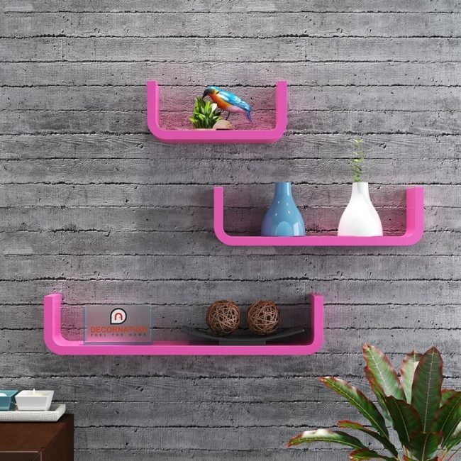 contemporary style pink u round corner wall shelves