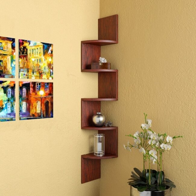 corner zigzag display unit for home decor