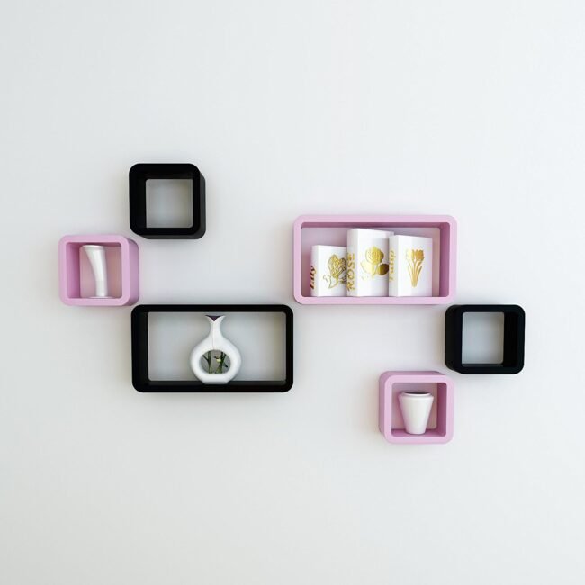 decorative decoranation wall shelves black pink