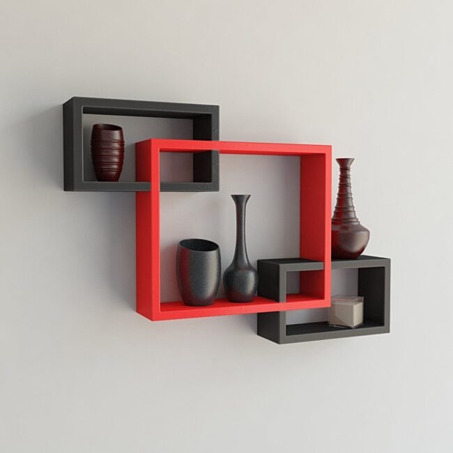 decorative wall racks black red for living room decor