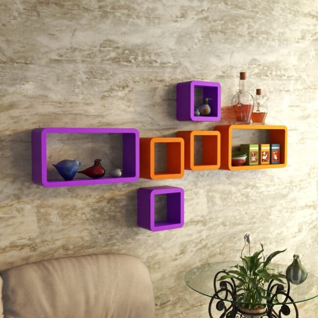 decorative wall shelves india orange purple