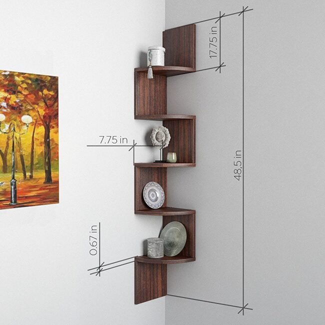 decorative zigzag wall rack unit tectona teak