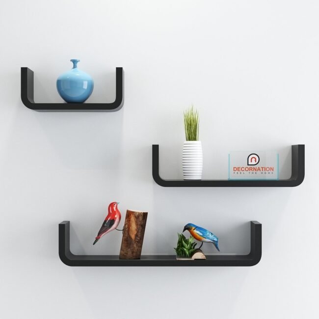 decornation round-u display unit shelves black for home decor
