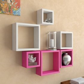 designer white pink nesting square wall rack