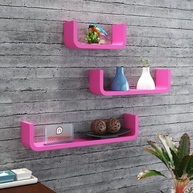 designer pink u shape wall shelves for sale