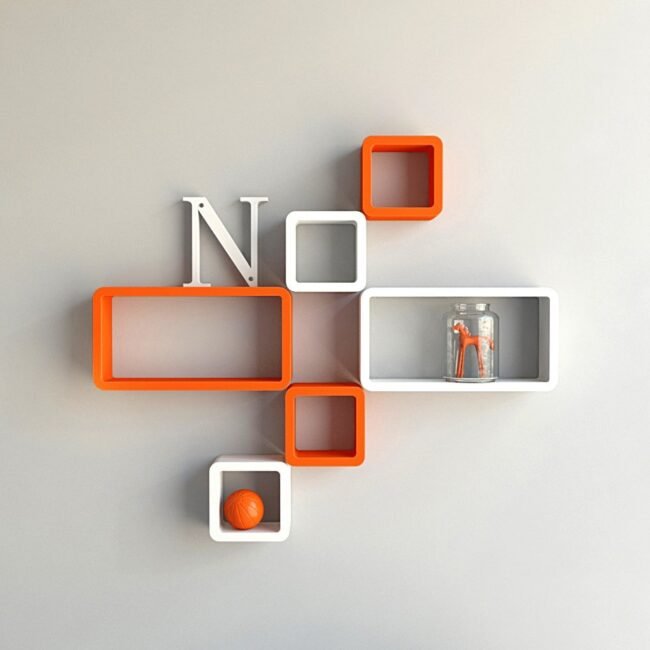 designer wall decor wall racks-orange-white