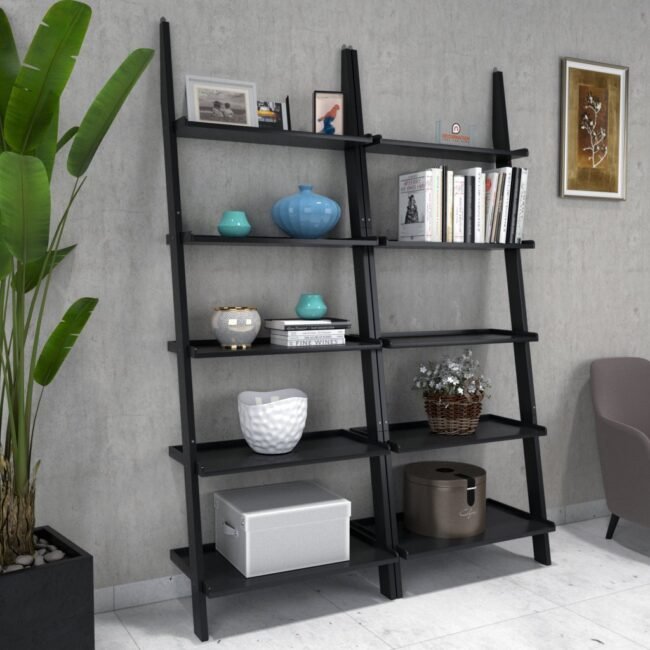 diy home decor ladder shelf black color