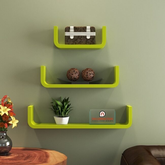 floating wall shelving units green for bedroom