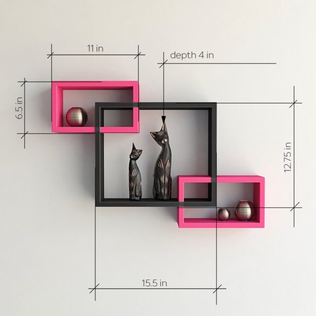 intersecting wall racks pink black for sale