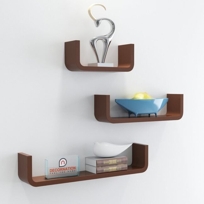 low price decorative wall shelves brown color