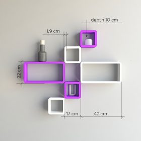 purple white wall decor wall shelf unit