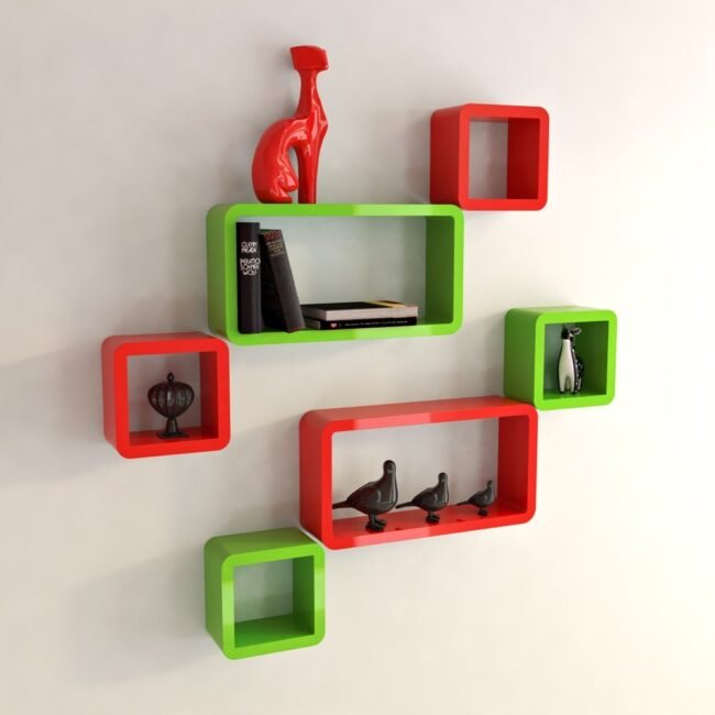 red green cube rectangle wall racks for wall decor