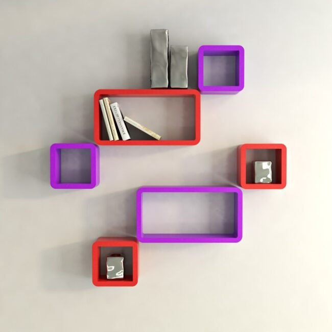 red purple contemporary wall shelf unit for home decor