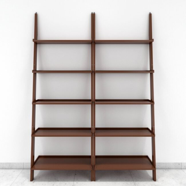 set of 2 modern contemporary ladder shelf brown