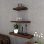 set of 3 rich walnut wall racks for home decor