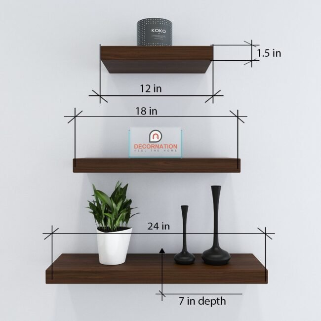 set of 3 wall shelves rich walnut for sale