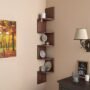 tectona teak corner display wall rack