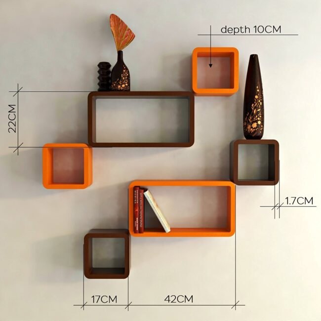 wall mounted wall decor wall shelves orange brown