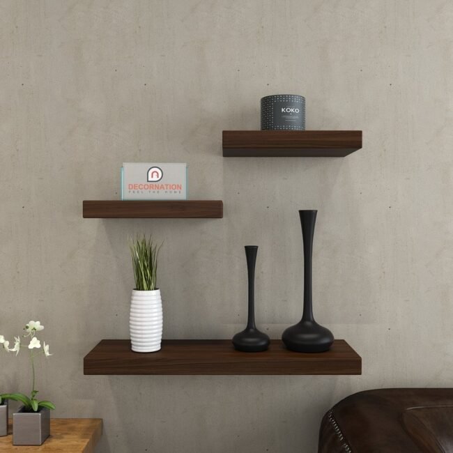 wall shelves unit rich walnut for decor