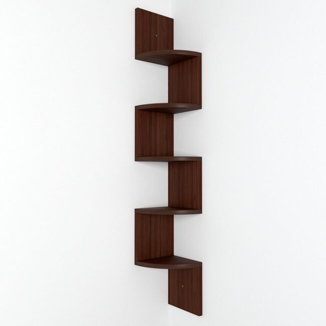 zigzag corner storage display unit rich walnut