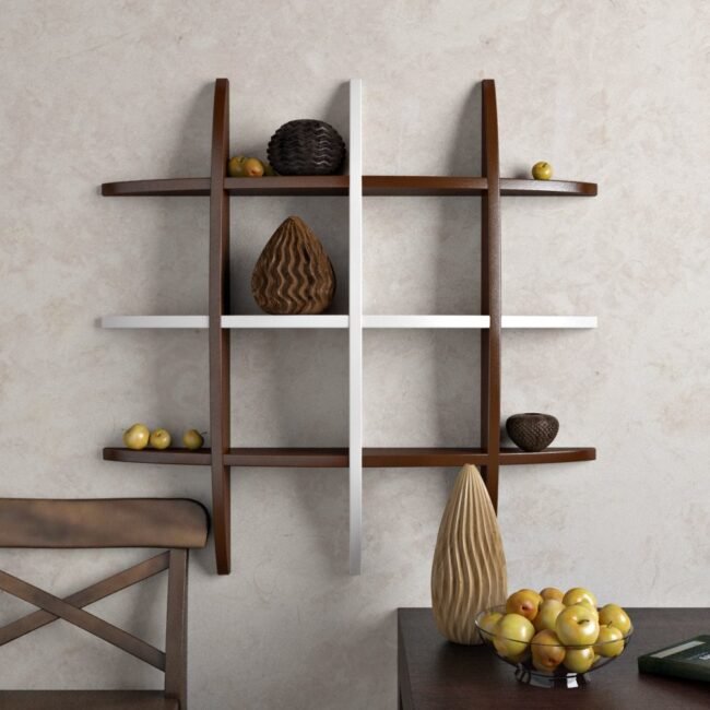 decornation brown white globe shape wall shelf