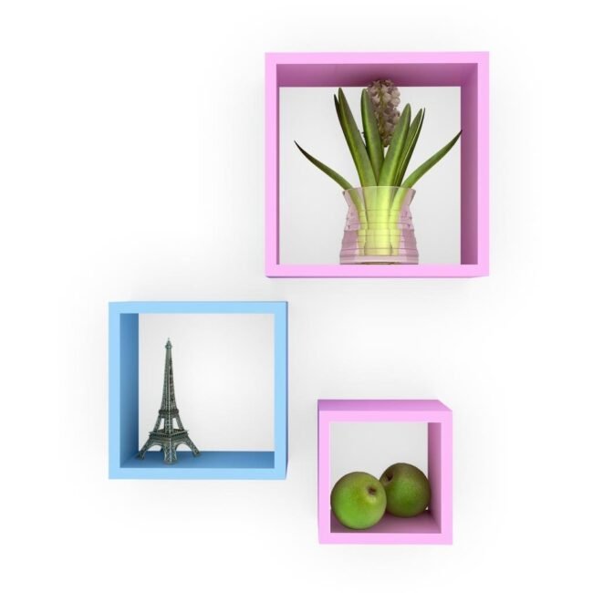 pink skyblue wall shelves for room decor