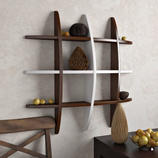 unique display unit wall rack brown white for storage