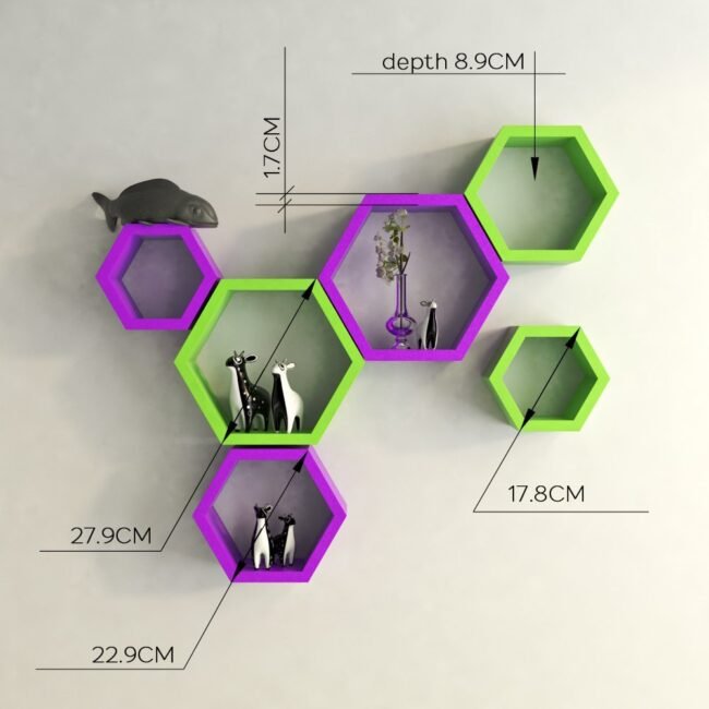 buy decornation hexagon purple green wall shelves online