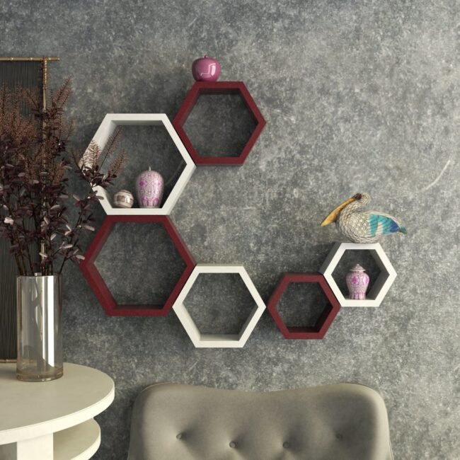 wall mounted white maroon wall racks