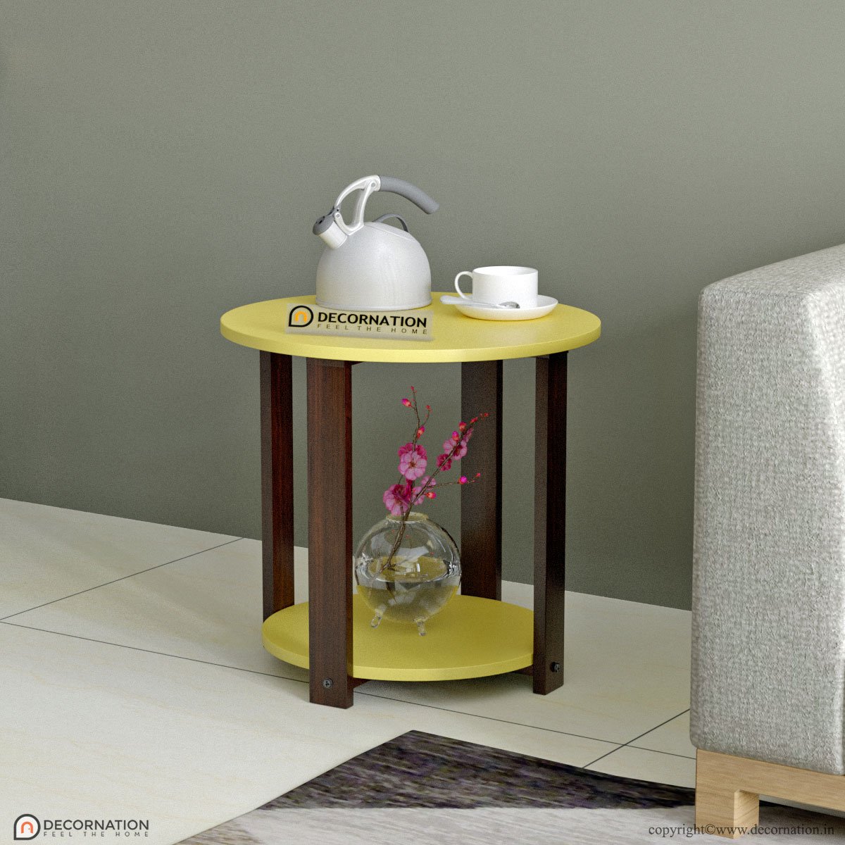 Juno Modern Round End Table – Yellow