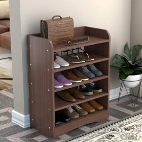 Vegas 3 Tier Engineered Wood Shoe Rack - Walnut Brown