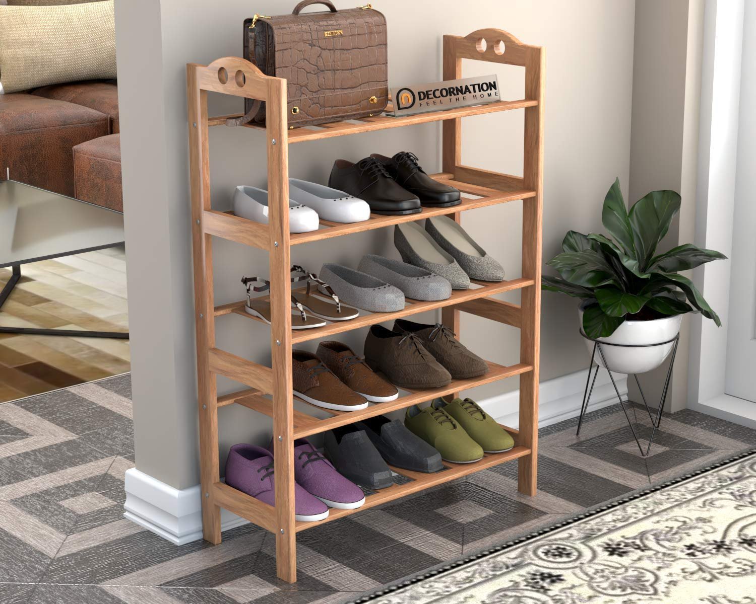Buy Arden Engineered Wood Shoe Storage Cabinet (Exotic Teak-Frosty