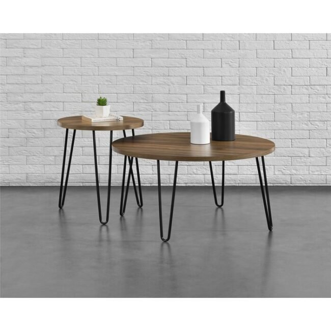 Ilisos Wooden Circular Coffee Table - Brown - Image 4