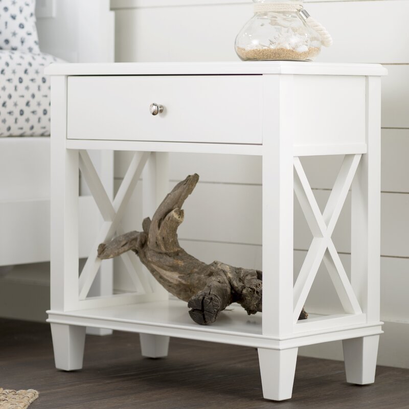 Tinos Wooden Storage End Table – White