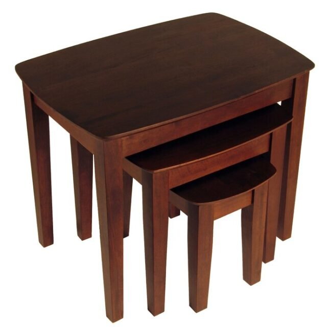 Corinth Wooden Nesting Table Set of 3 - Brown - Image 6