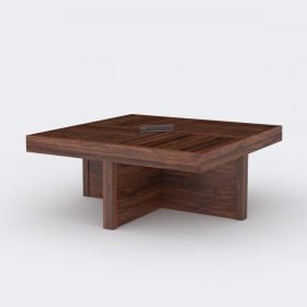 Dundee Wooden 4 Stool with Cushion Coffee Table - Brown - Image 2