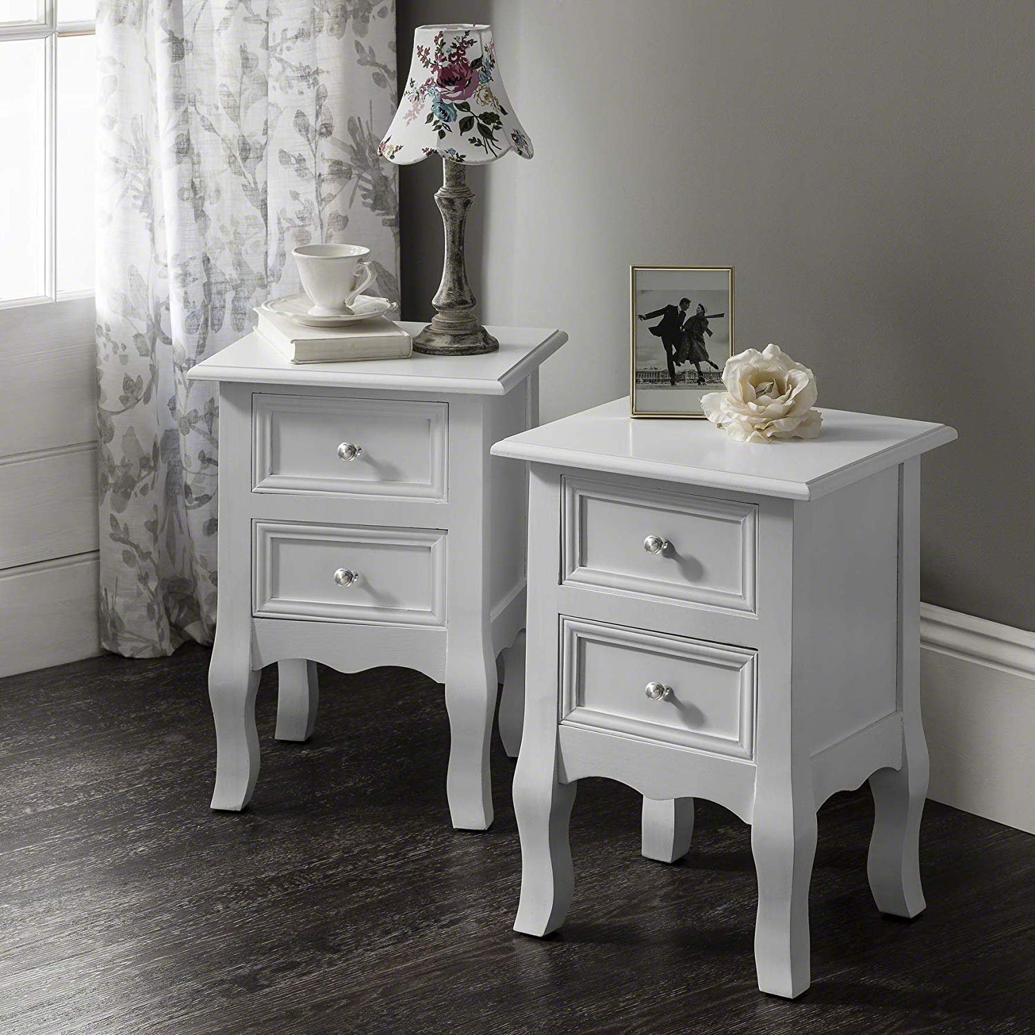 Gaea Wooden Bedside Table Set of 2 – White