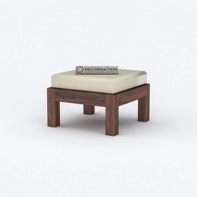 Dundee Wooden 4 Stool with Cushion Coffee Table - Brown - Image 3