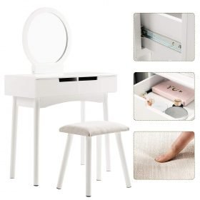 Iasus Wooden Dressing Table - White - Image 3