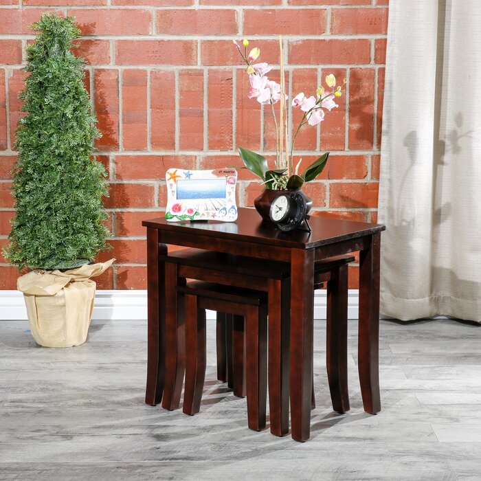 Crete Wooden Nesting Table Set of 3 – Brown