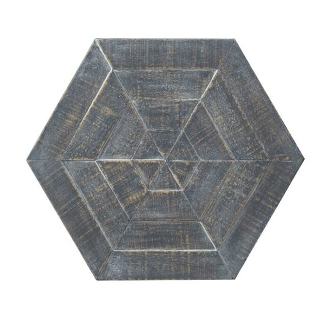 Lamia Wooden Hexagonal Nesting Table Set of 3 - Black - Image 2