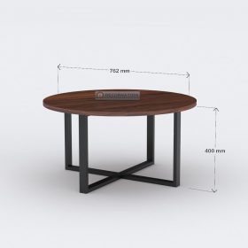 Norwich Circular Wooden Coffee Table with Metal Legs Criss-Crossed - Image 4
