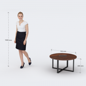 Norwich Circular Wooden Coffee Table with Metal Legs Criss-Crossed - Image 6